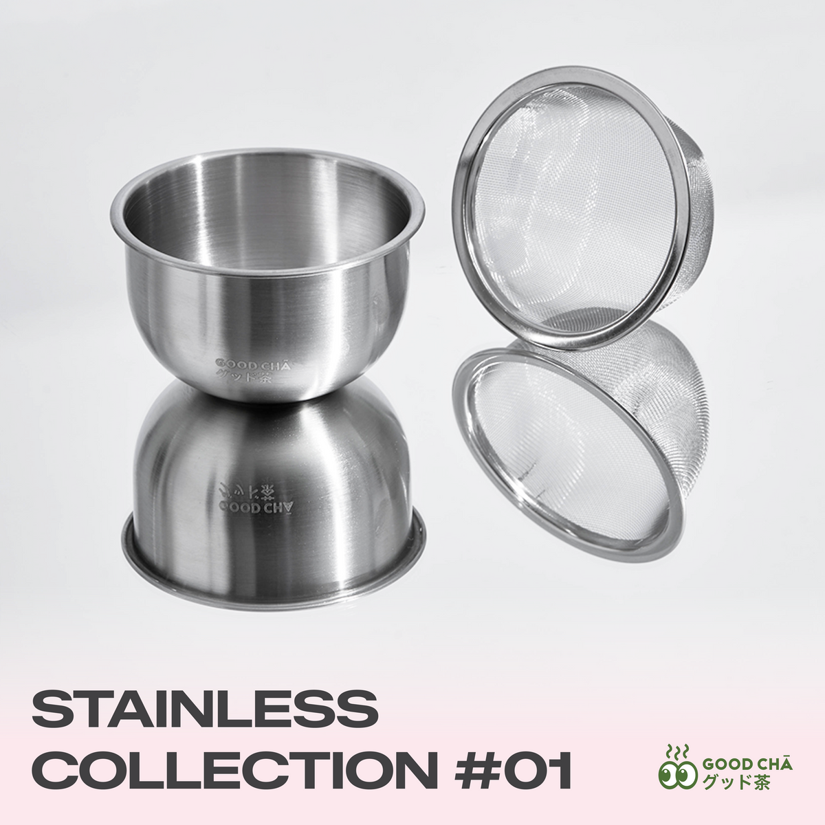 GOOD CHĀ – Stainless Collection Matcha Sifter Set | Bowl & Matcha Canister | Stainless Steel 304