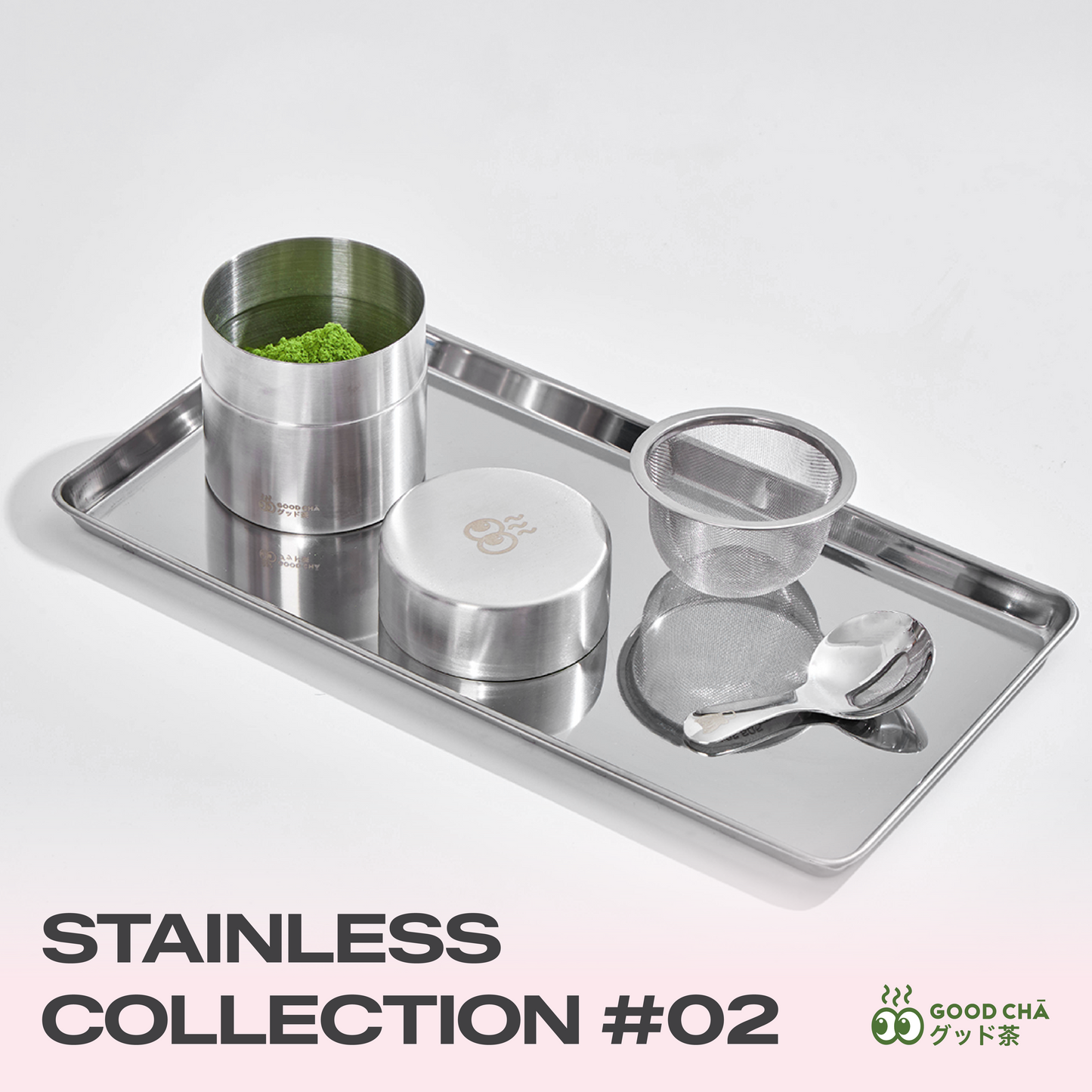 GOOD CHĀ – Stainless Collection Matcha Sifter Set | Bowl & Matcha Canister | Stainless Steel 304
