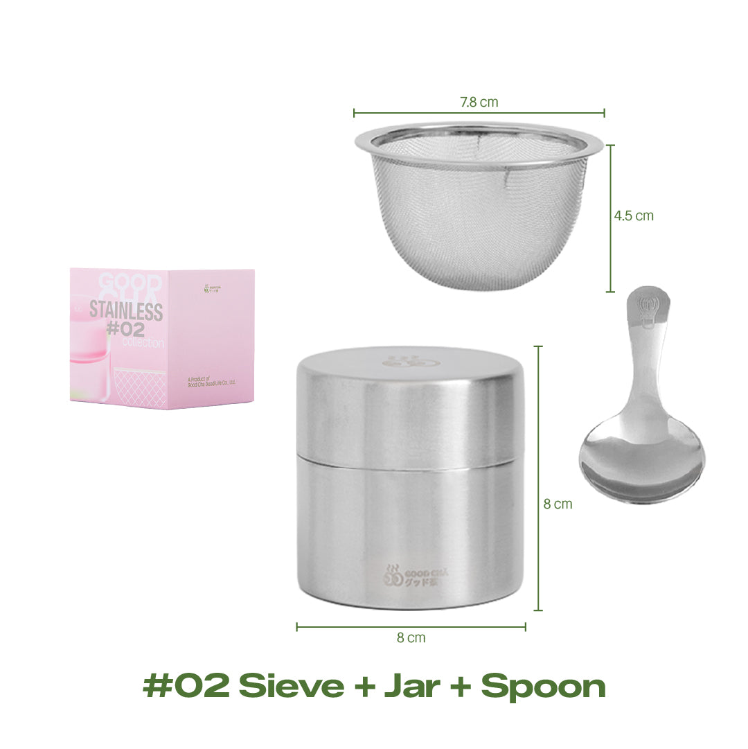GOOD CHĀ – Stainless Collection Matcha Sifter Set | Bowl & Matcha Canister | Stainless Steel 304
